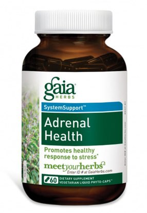 والصحة، ومكافحة الإجهاد، والمكملات الغذائية، الكظرية Gaia Herbs, Adrenal Health, 60 Vegetarian Liquid Phyto-Caps