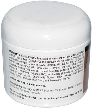 الصحة، التهاب المفاصل Source Naturals, MSM Cream, 4 oz (113.4 g)