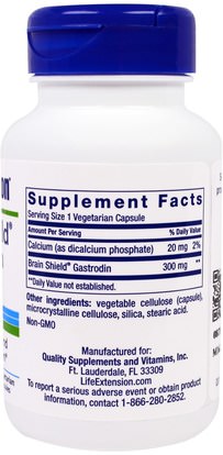 والصحة، واضطراب نقص الانتباه، إضافة، أدهد، الدماغ Life Extension, Brain Shield Gastrodin, 300 mg, 60 Veggie Caps