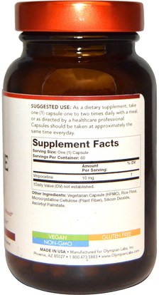 الصحة، اضطراب نقص الانتباه، إضافة، أدهد، الدماغ، فينبوسيتين Olympian Labs Inc., Vinpocetine, 10 mg, 60 Veggie Caps