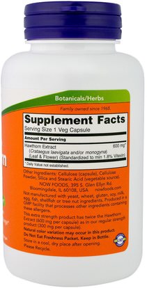 الصحة، ضغط الدم، الأعشاب، الزعرور Now Foods, Hawthorn Extract, Extra Strength, 600 mg, 90 Veg Capsules