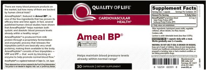 والصحة، وضغط الدم Quality of Life Labs, Ameal BP, Cardiovascular Health, 30 Capsules