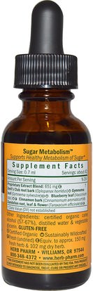 الصحة، نسبة السكر في الدم Herb Pharm, Sugar Metabolism, 1 fl oz (30 ml)