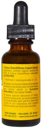 الصحة، نسبة السكر في الدم، نوبال (شائك الصبار الكمثرى أوبونتيا) Herb Pharm, Cactus Grandiflorus, 1 fl oz (29.6 ml)