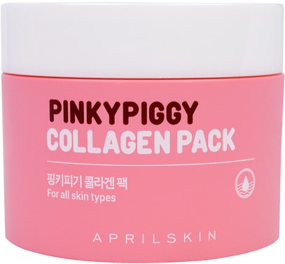 الصحة، العظام، هشاشة العظام، الكولاجين، الجمال، العناية بالوجه، الكريمات المستحضرات، الأمصال April Skin, PinkyPiggy Collagen Pack, 3.38 oz (100 g)