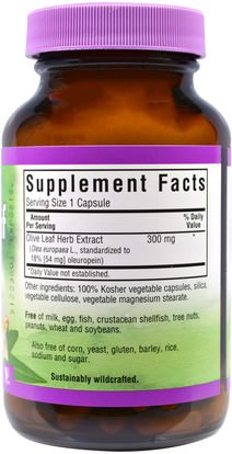 الصحة، إنفلونزا البرد، &، فيروسي، ورقة للنبات الزيتون Bluebonnet Nutrition, Olive Leaf, Herb Extract, 120 Veggie Caps