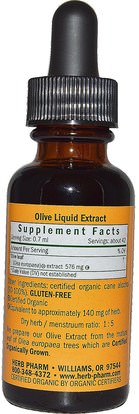 الصحة، إنفلونزا البرد، &، فيروسي، ورقة للنبات الزيتون Herb Pharm, Whole Leaf Olive, 1 fl oz (30 ml)