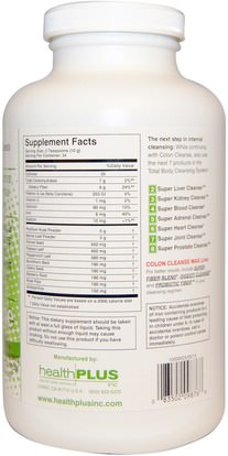 الصحة، صحة القولون، التخلص من السموم، تطهير القولون Health Plus Inc., Super Colon Cleanse, One, 12 oz (340 g)