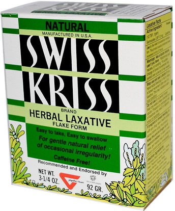 والصحة، والإمساك Modern Products, Swiss Kriss Herbal Laxative, Flake Form, 3-1/4 oz (92 g)