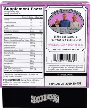الصحة، السموم Barleans, Intestinal Repair, Mixed Berry Flavor, 6.35 oz (180 g)