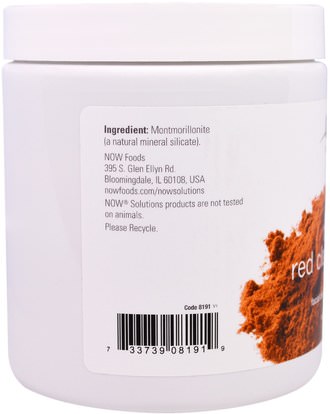 الصحة، السموم، الطين، الجمال، العناية بالوجه، الجلد Now Foods, Moroccan Red Clay Powder, Facial Cleanser, 14 oz (397 g)