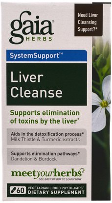 الصحة، السموم Gaia Herbs, Liver Cleanse, 60 Vegetarian Liquid Phyto-Caps