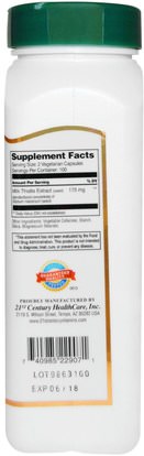 الصحة، السموم، الحليب الشوك (سيليمارين) 21st Century, Milk Thistle Extract, 200 Veggie Caps
