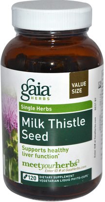 الصحة، السموم، الحليب الشوك (سيليمارين) Gaia Herbs, Milk Thistle Seed, 120 Vegetarian Liquid Phyto-Caps