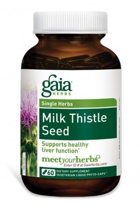 الصحة، السموم، الحليب الشوك (سيليمارين) Gaia Herbs, Milk Thistle Seed, 60 Vegetarian Liquid Phyto-Caps