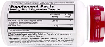 الصحة، السموم، الحليب الشوك (سيليمارين) Solaray, Milk Thistle, One Daily, 60 Vegetarian Capsules