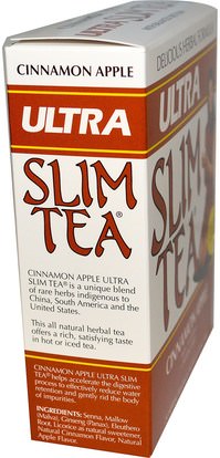 الصحة، النظام الغذائي، الطعام، شاي الأعشاب Hobe Labs, Ultra Slim Tea, Cinnamon Apple, Caffeine Free, 24 Herbal Tea Bags, 1.69 oz (48 g)