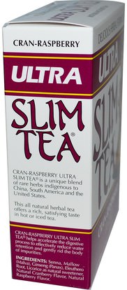 الصحة، النظام الغذائي، الطعام، شاي الأعشاب Hobe Labs, Ultra Slim Tea, Cran-Raspberry, Caffeine Free, 24 Herbal Tea Bags, 1.69 oz (48 g)