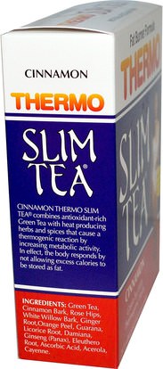 والصحة، والنظام الغذائي، وفقدان الوزن Hobe Labs, Thermo Slim Tea, Fat Burner Formula, Cinnamon, 24 Tea Bags, 1.69 oz (48 g)