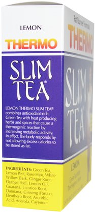 والصحة، والنظام الغذائي، وفقدان الوزن Hobe Labs, Thermo Slim Tea, Lemon, 24 Tea Bags, 1.69 oz (48 g)