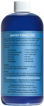 والصحة، وجفاف الفم، ورعاية الفم والأسنان Oral Essentials, Mouthwash, Whitening with Zinc, Lemon Zest, 16 fl oz (473 ml)