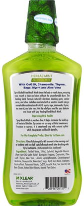 والصحة، وجفاف الفم، ورعاية الفم والأسنان Xlear, Spry Mouth Wash, Healing Blend, Alcohol-Free, Natural Herbal Mint, 16 fl oz (473 ml)