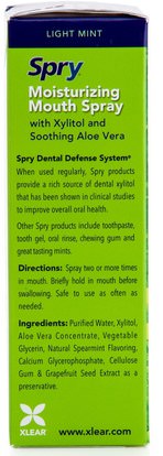 والصحة، وجفاف الفم، ورعاية الأسنان عن طريق الفم، إكسيليتول عن طريق الفم الرعاية Xlear, Spry, Moisturizing Mouth Spray, Light Mint, 2 Pack, 4.5 fl oz (134 ml)