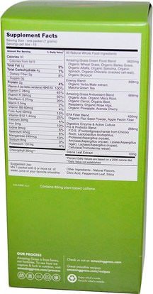 الصحة، مشروبات الطاقة مزيج، المكملات الغذائية، سوبرفوودس، الخضر Amazing Grass, Green Superfood, Energy Lemon Lime Drink Powder, 15 Individual Packets, 7 g Each