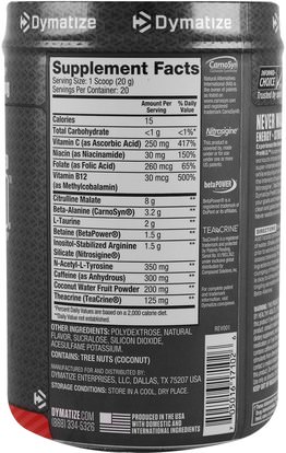 والصحة، والطاقة، والرياضة Dymatize Nutrition, Pre W.O., Chilled Fruit Fusion, 14.11 oz (400 g)