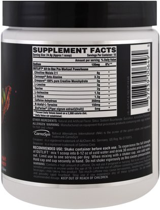 والصحة، والطاقة، والرياضة Nutrex Research Labs, Outlift,Clinically Dosed Pre-Workout Powerhouse, Fruit Punch, 8.75 oz (248 g)