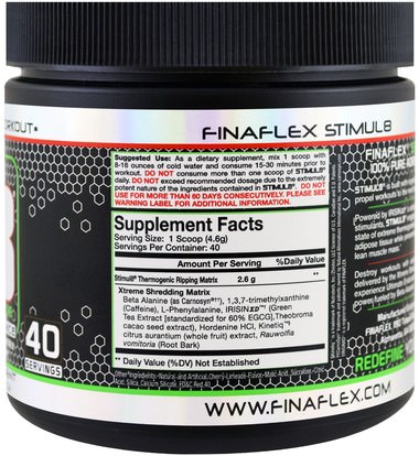 والصحة، والطاقة، والرياضة، تجريب Finaflex, Stimul8, Shredding Pre-Workout, Cherry Limeade, 6.5 oz (184 g)