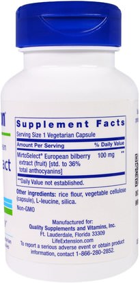الصحة، العناية بالعيون، العناية بالعيون، التوت Life Extension, Standardized European Bilberry Extract, 100 mg, 90 Veggie Caps