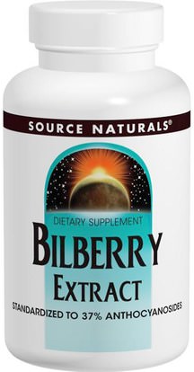 الصحة، العناية بالعيون، العناية بالعيون، التوت Source Naturals, Bilberry Extract, 50 mg, 120 Tablets