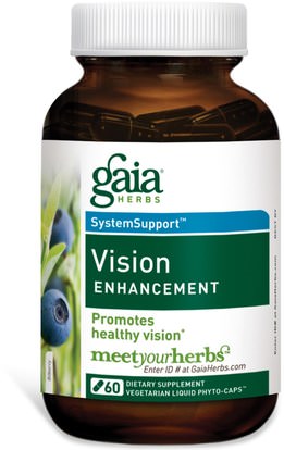 والرعاية الصحية، والعناية بالعيون، والرعاية الرؤية، والرؤية Gaia Herbs, SystemSupport, Vision Enhancement, 60 Vegetarian Liquid Phyto-Caps