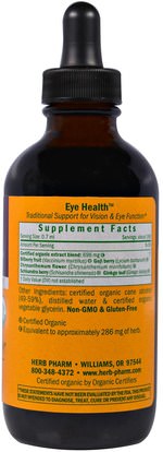 والرعاية الصحية، والعناية بالعيون، والرعاية الرؤية، والرؤية Herb Pharm, Organic Eye Health, 4 fl oz (120 ml)