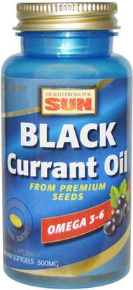 Health From The Sun, Black Currant Oil, 500 mg, 90 Mini Softgels ,المكملات الغذائية، إيفا أوميجا 3 6 9 (إيبا دا)، الكشمش الأسود