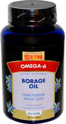 Health From The Sun, Borage Oil, 60 Softgels ,المكملات الغذائية، إيفا أوميجا 3 6 9 (إيبا دا)، زيت بوريج