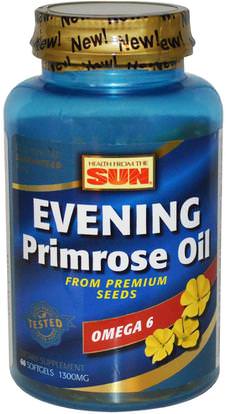 Health From The Sun, Evening Primrose Oil, Omega-6, 1300 mg, 60 Softgels ,المكملات الغذائية، إيفا أوميجا 3 6 9 (إيبا دا)، زيت زهرة الربيع المسائية