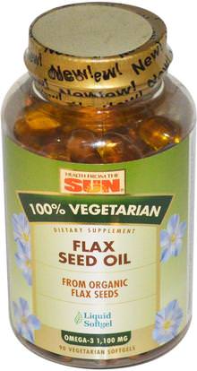 Health From The Sun, Flax Seed Oil, 90 Veggie Softgels ,المكملات الغذائية، بذور الكتان