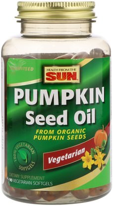 Health From The Sun, Pumpkin Seed Oil, 90 Vegetarian Softgels ,المكملات الغذائية، إيفا أوميجا 3 6 9 (إيبا دا)، زيت بذور اليقطين