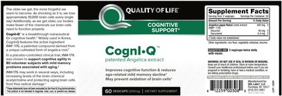 الصحة، الالتهاب، ديكورسينول، اضطراب نقص الانتباه، إضافة، أدهد، الدماغ Quality of Life Labs, CognIQ, Cognitive Support, 200 mg, 60 Veggie Caps