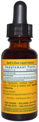 الصحة، إلتهاب، الشياطين، مخلب Herb Pharm, Devils Claw, 1 fl oz (30 ml)