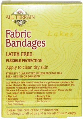 والصحة، والإصابات الحروق All Terrain, Fabric Bandages, Latex Free, Assorted, 30 Count