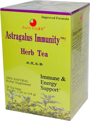 Health King, Astragalus Immunity Herb Tea, 20 Tea Bags, 1.20 oz (34 g) ,المكملات الغذائية، أدابتوغين، الشاي العشبية