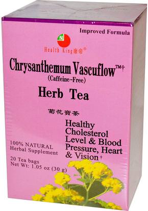 Health King, Chrysanthemum Vascuflow Herb Tea, Caffeine Free, 20 Tea Bags, 1.05 oz (30 g) ,والصحة، وضغط الدم