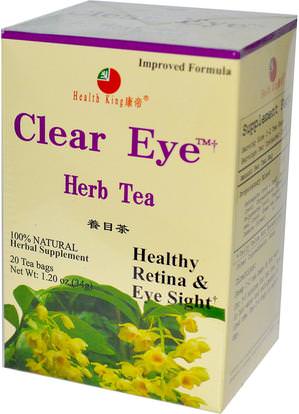 Health King, Clear Eye Herb Tea, 20 Tea Bags, 1.20 oz (34 g) ,الغذاء، الشاي العشبية، العناية بالعين، الرعاية للرؤية، الرؤية