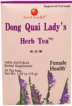 Health King, Dong Quai Ladys Herb Tea, 20 Tea Bags, 1.20 oz (34 g) ,الطعام، شاي الأعشاب، انقطاع الطمث، دونغ كواي