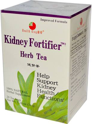 Health King, Kidney Fortifier Herb Tea, 20 Tea Bags, 1.20 oz (34 g) ,الصحة، الكلى، الطعام، شاي الأعشاب