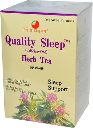 Health King, Quality Sleep, Herb Tea, Caffeine Free, 20 Tea Bags, 1.41 oz (40 g) ,والمكملات الغذائية، ودعم النوم