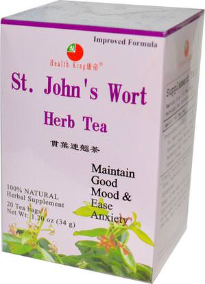Health King, St Johns Wort Herb Tea, 20 Tea Bags, 1.20 oz (34 g) ,الطعام، شاي العشبية، التزويد والنقل. جونز، ورت